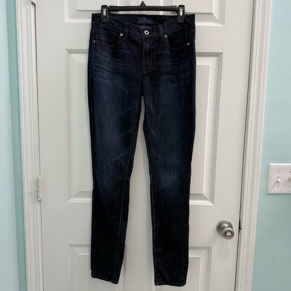 Lucky Brand Womens Size 4/27 Brooke Skinny Flat Front Distressed Dark Wash Jeans